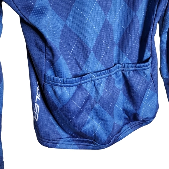 Voler Cycling Full Zip Long Sleeve Jersey Blue Argyle Harlequin Plaid Small - Picture 12 of 12